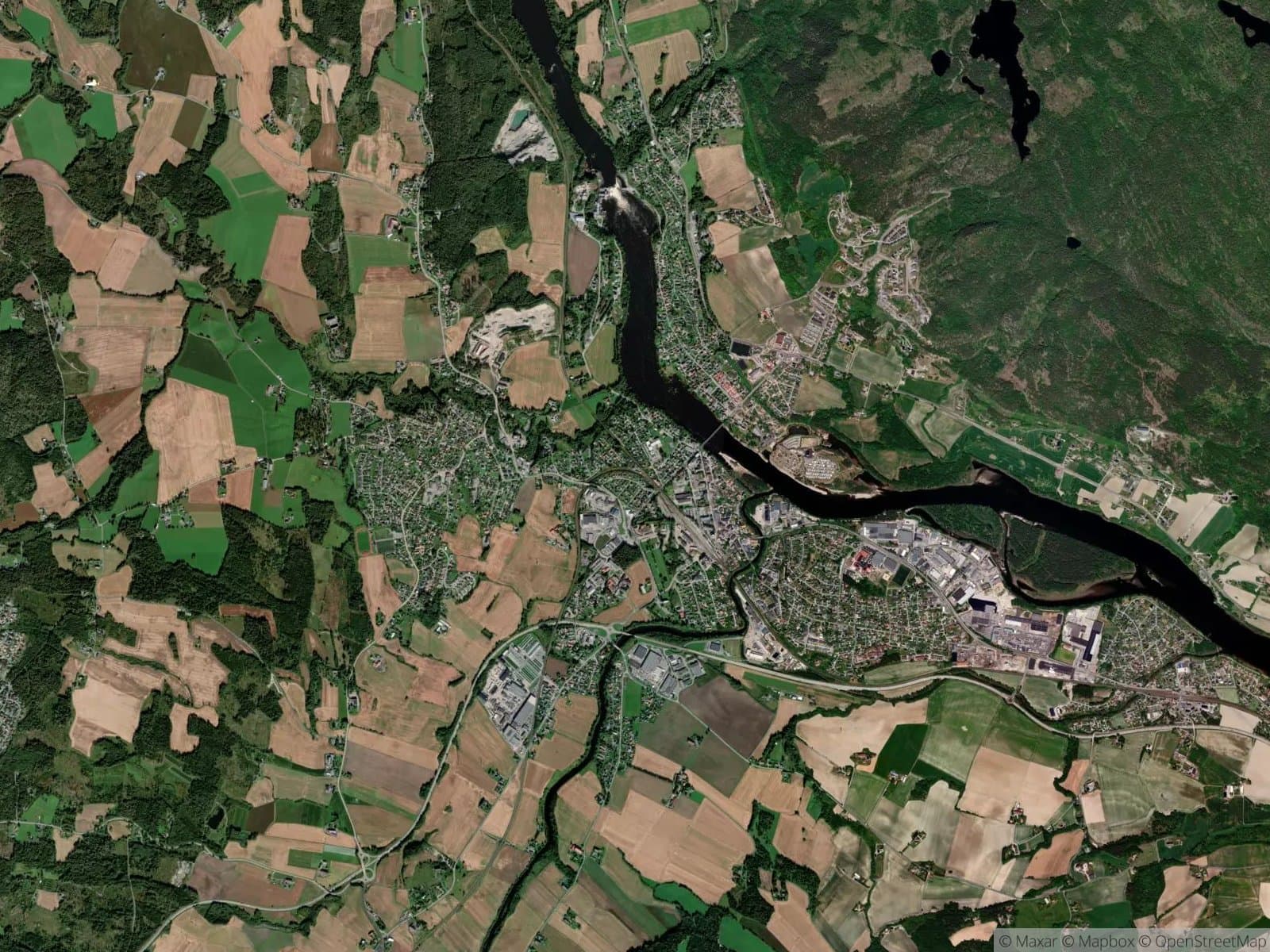 Satellittbilde av Hokksund