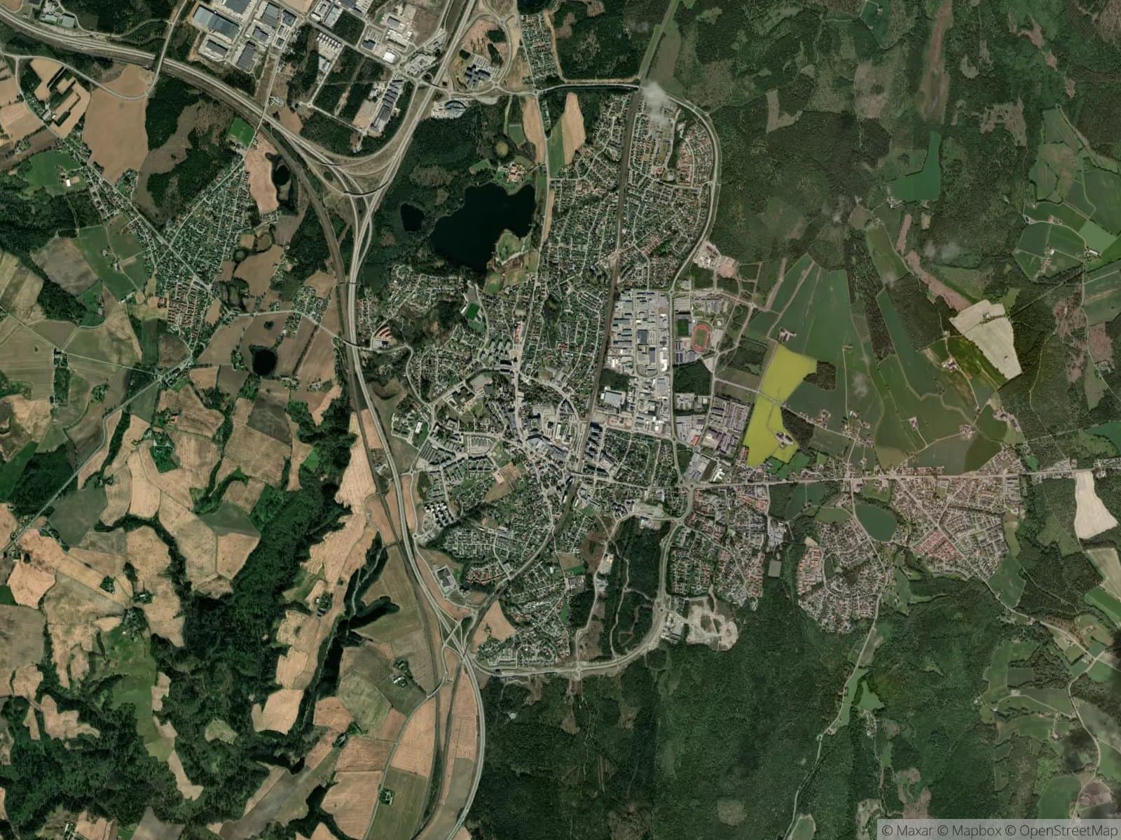 Satellittbilde av Jessheim