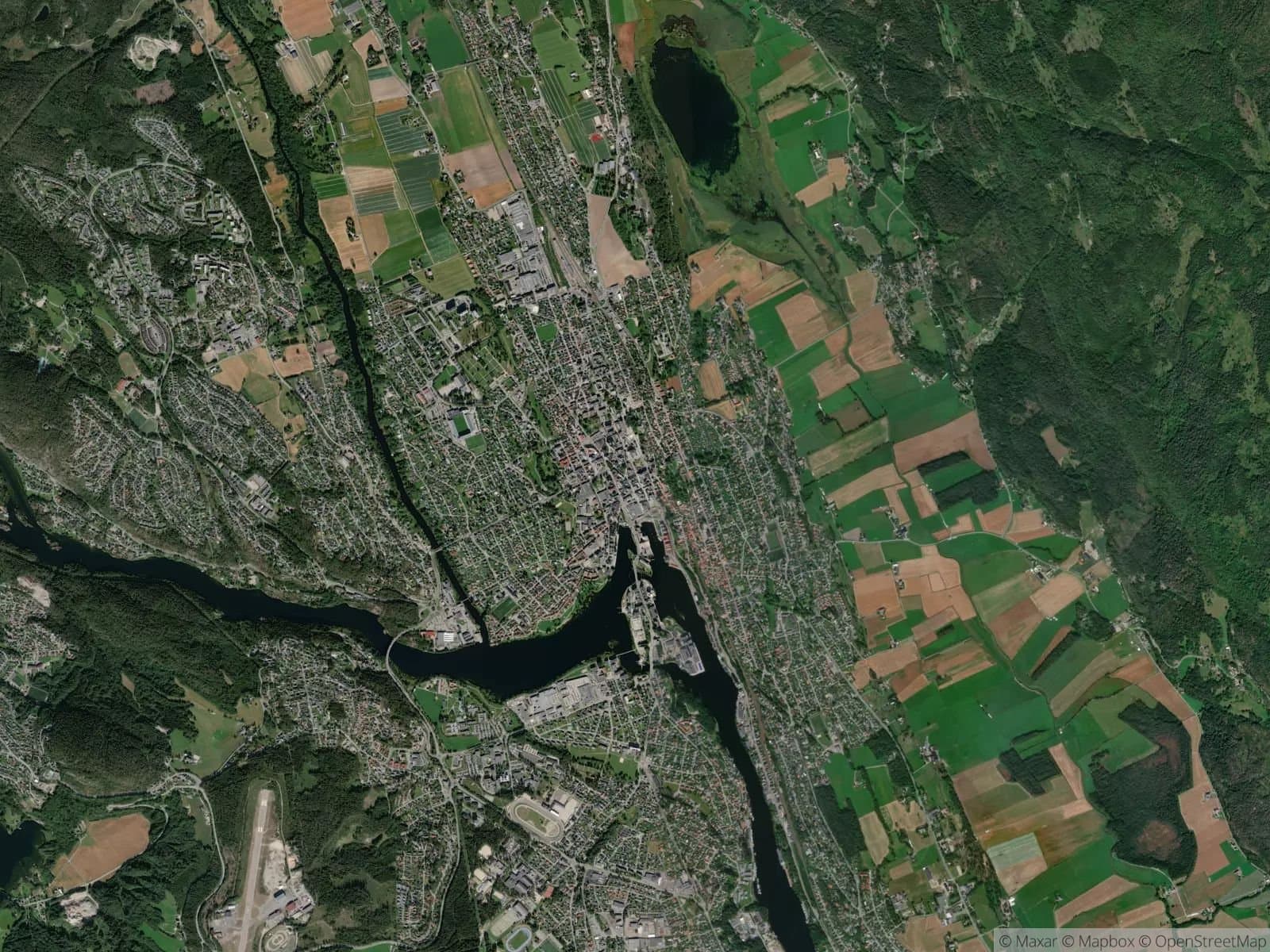 Satellittbilde av Skien
