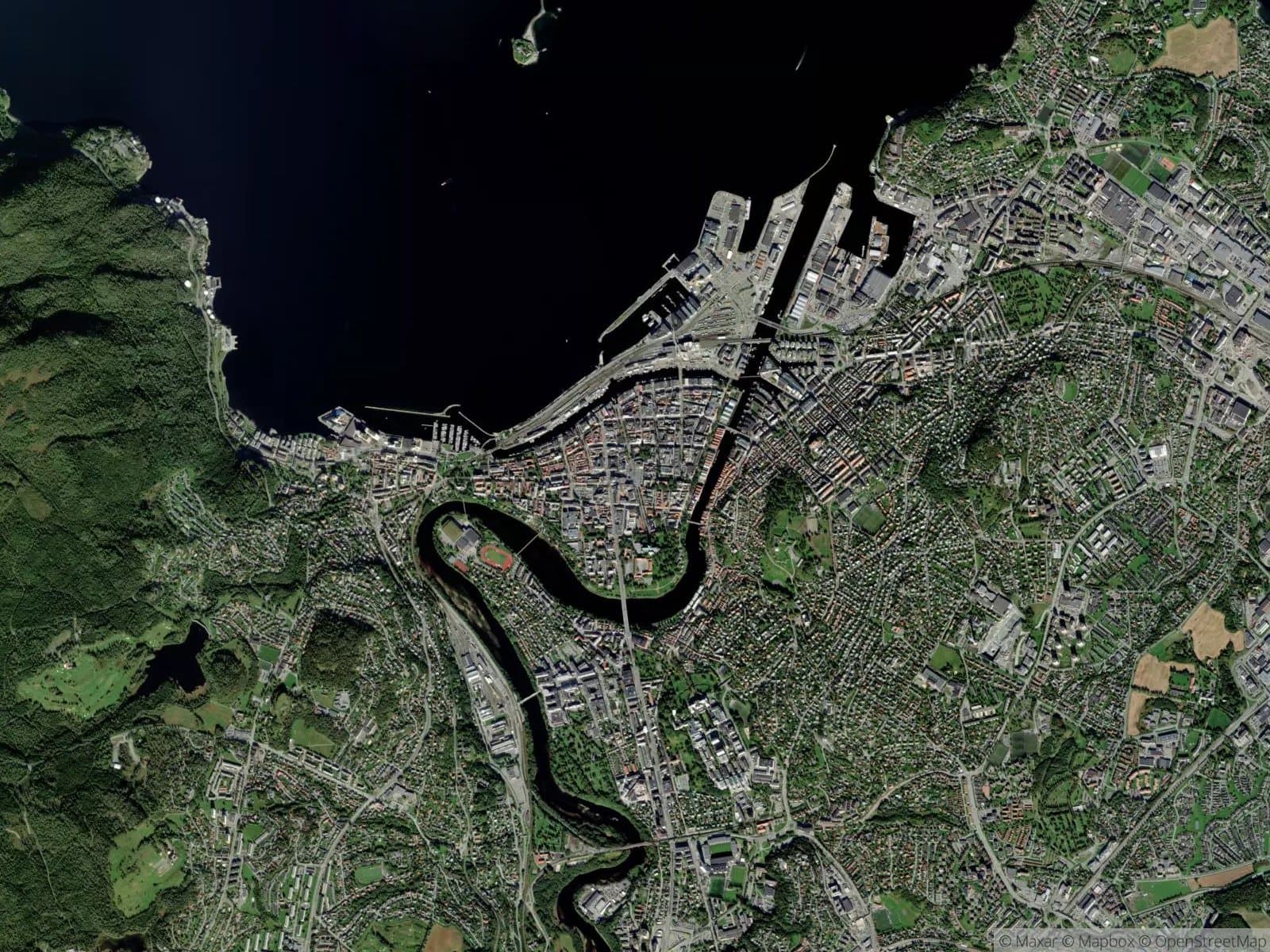 Satellittbilde av Trondheim
