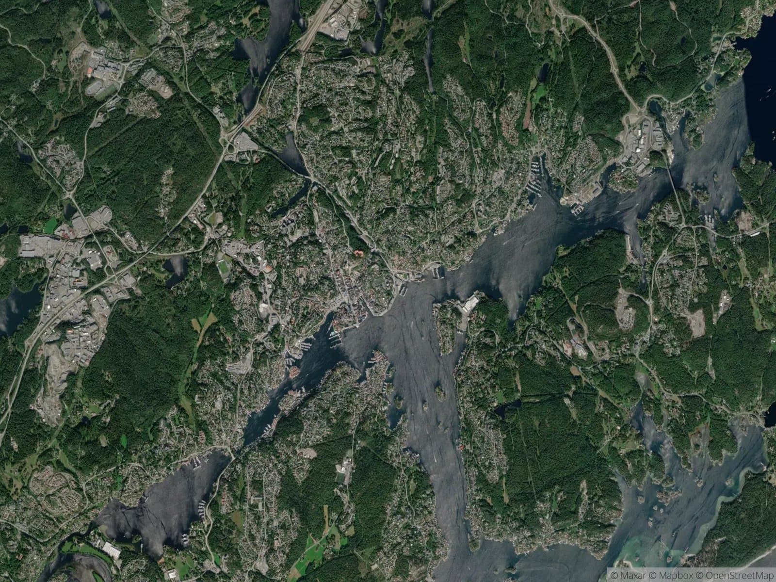 Satellittbilde av Arendal