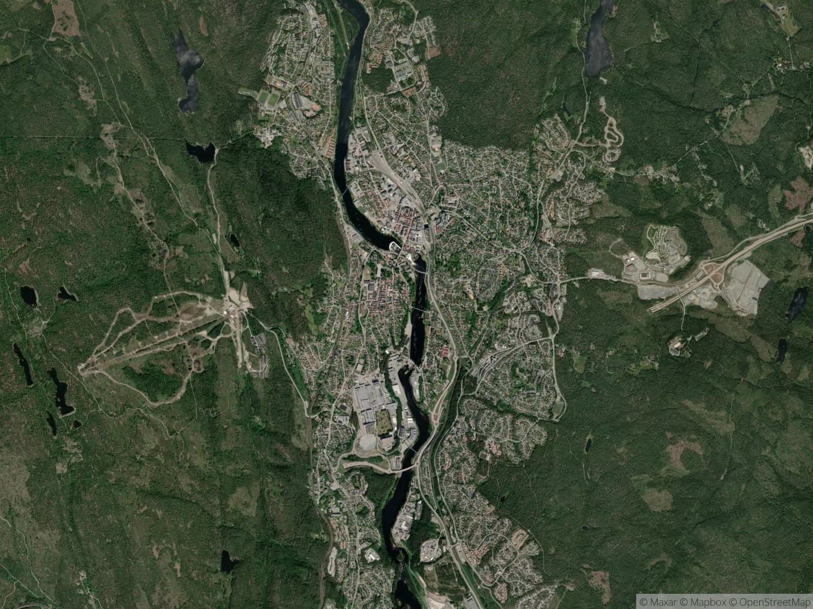 Satellittbilde av Kongsberg