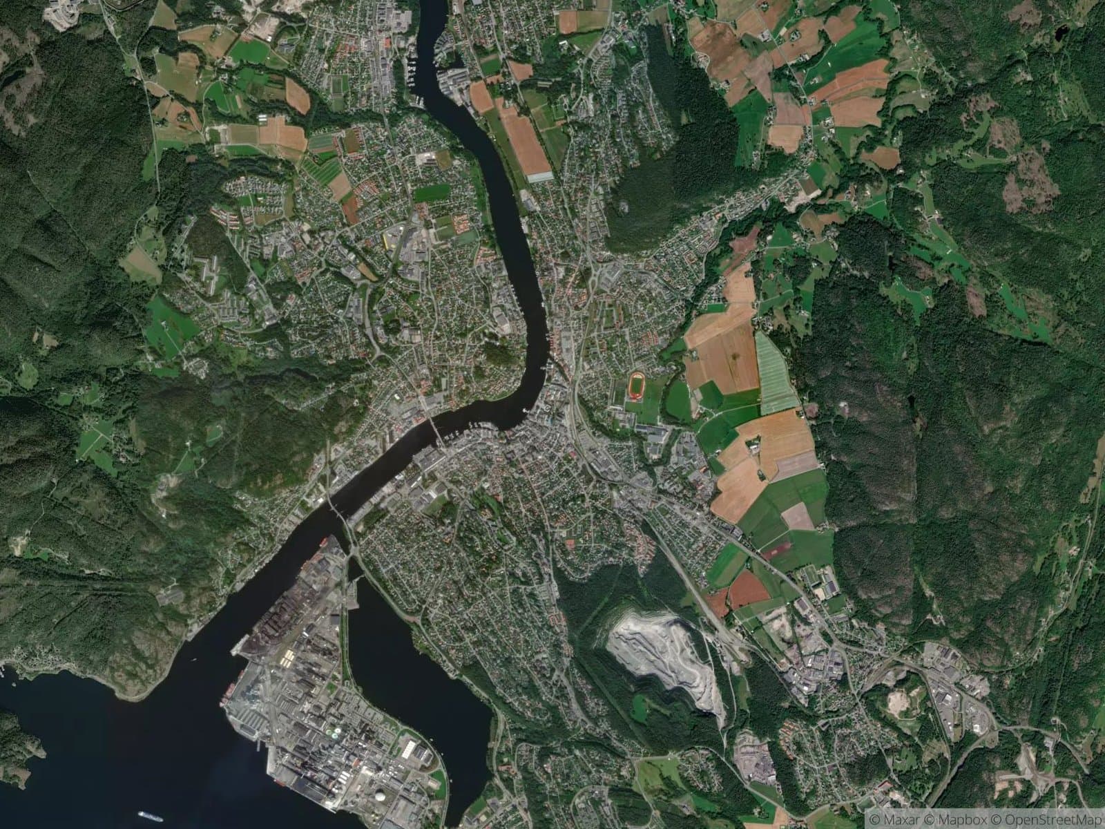 Satellittbilde av Porsgrunn