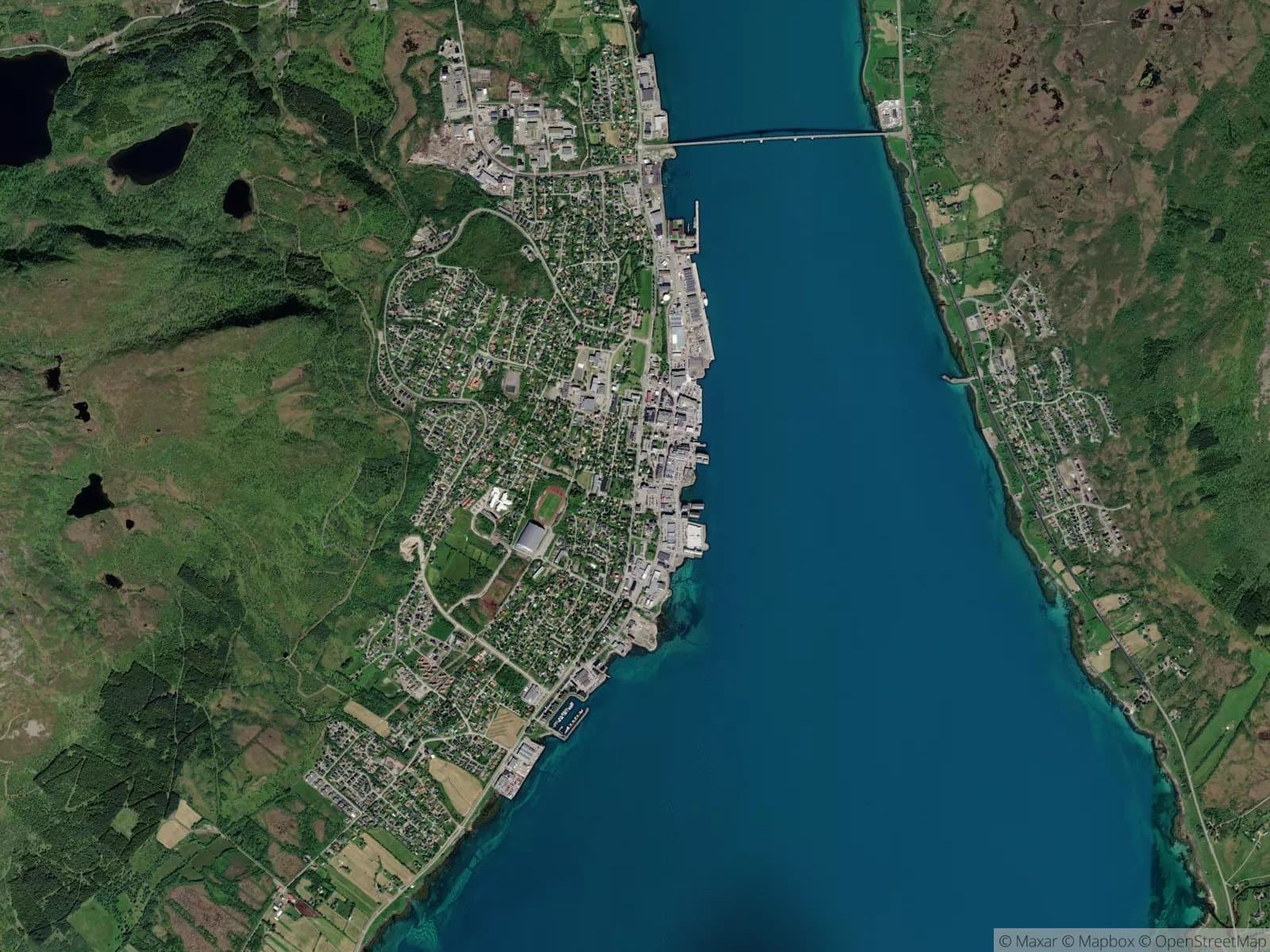 Satellittbilde av Sortland