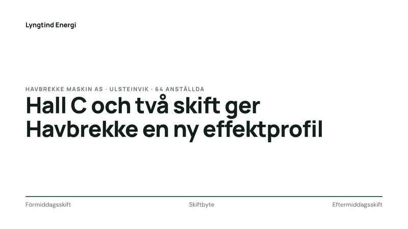 Hall C och två skift ger Havbrekke en ny effektprofil. Lyngtind Energi, till Havbrekke Maskin