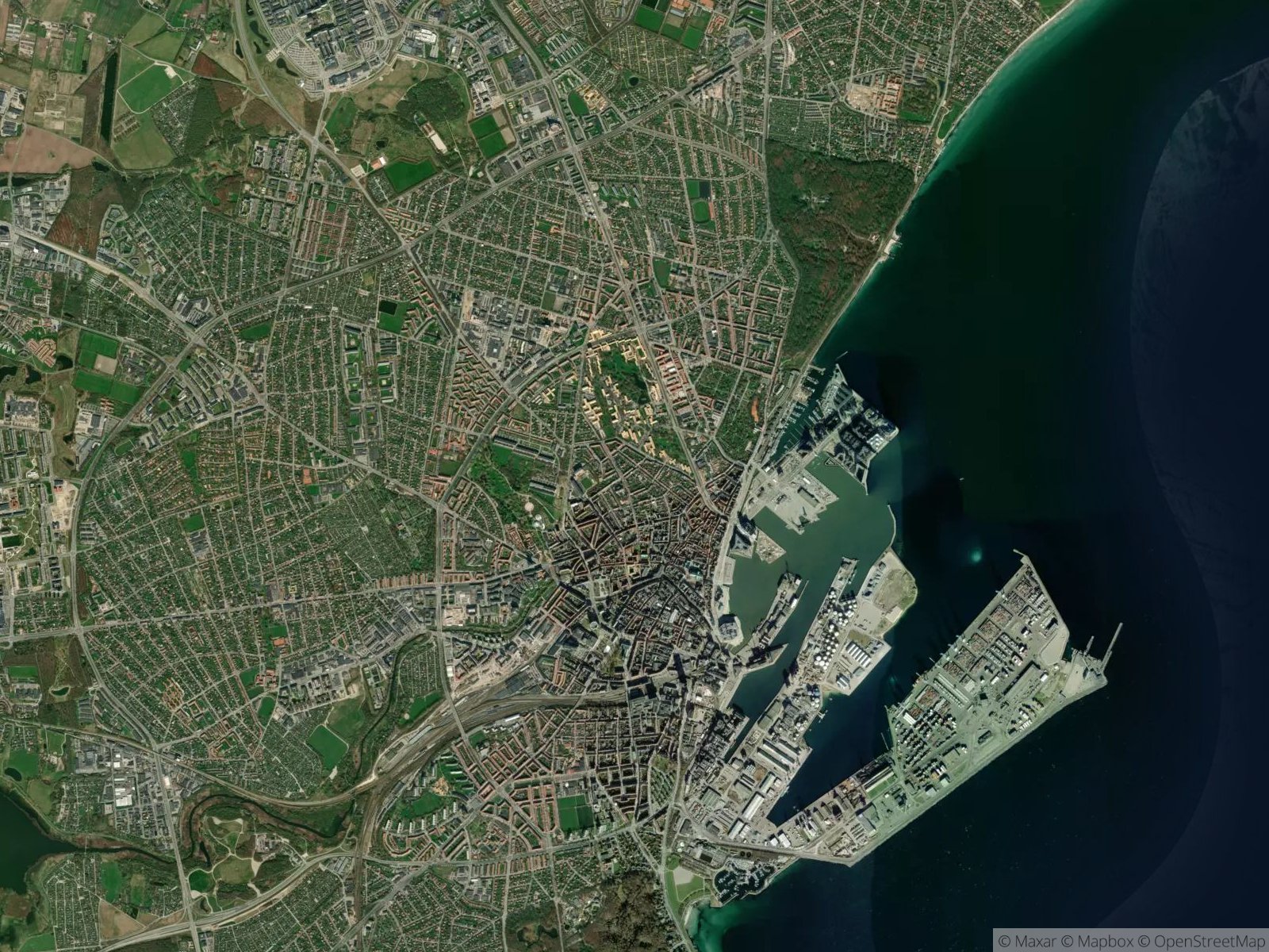 Satellitbillede af Aarhus