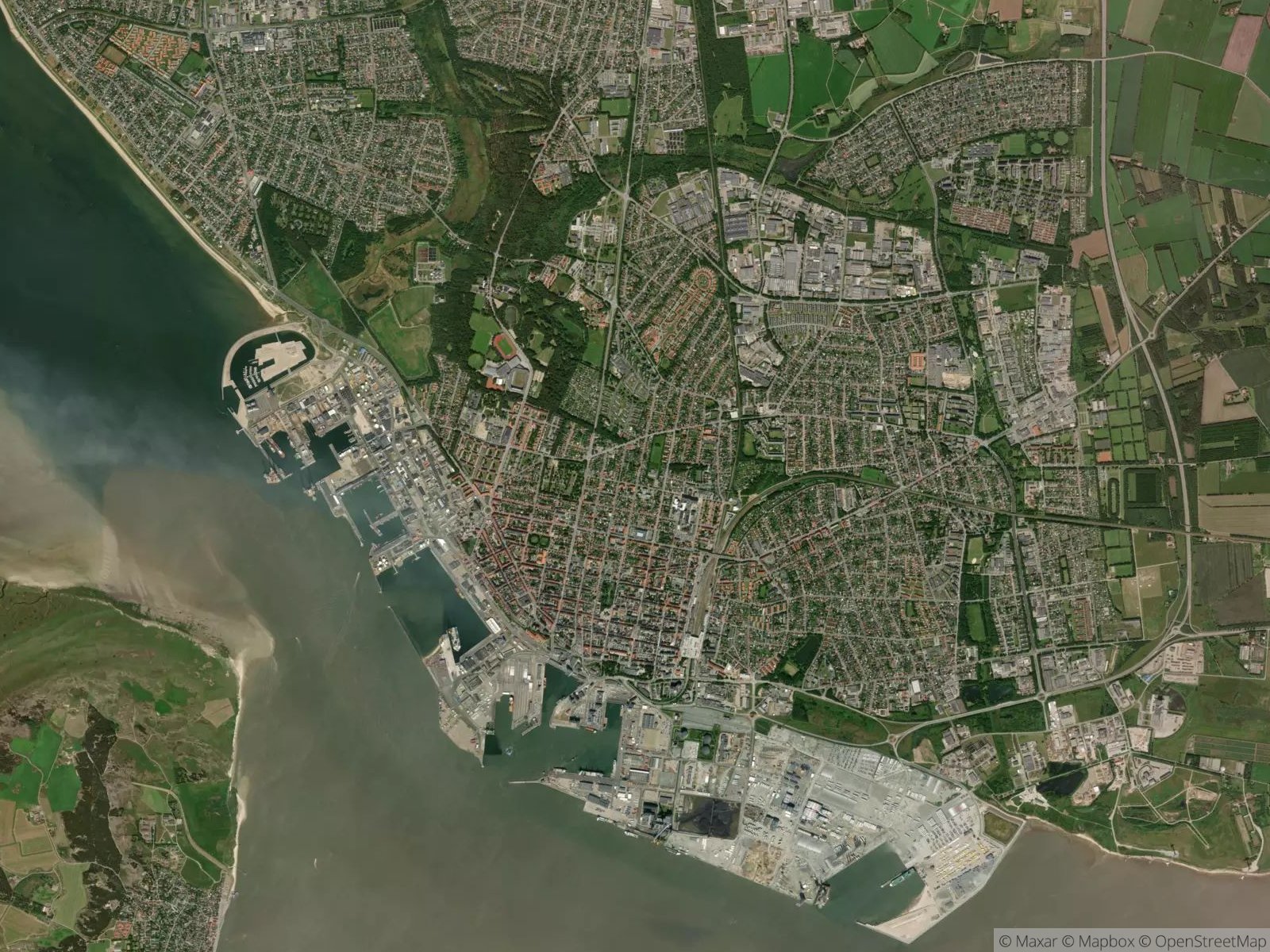 Satellitbillede af Esbjerg