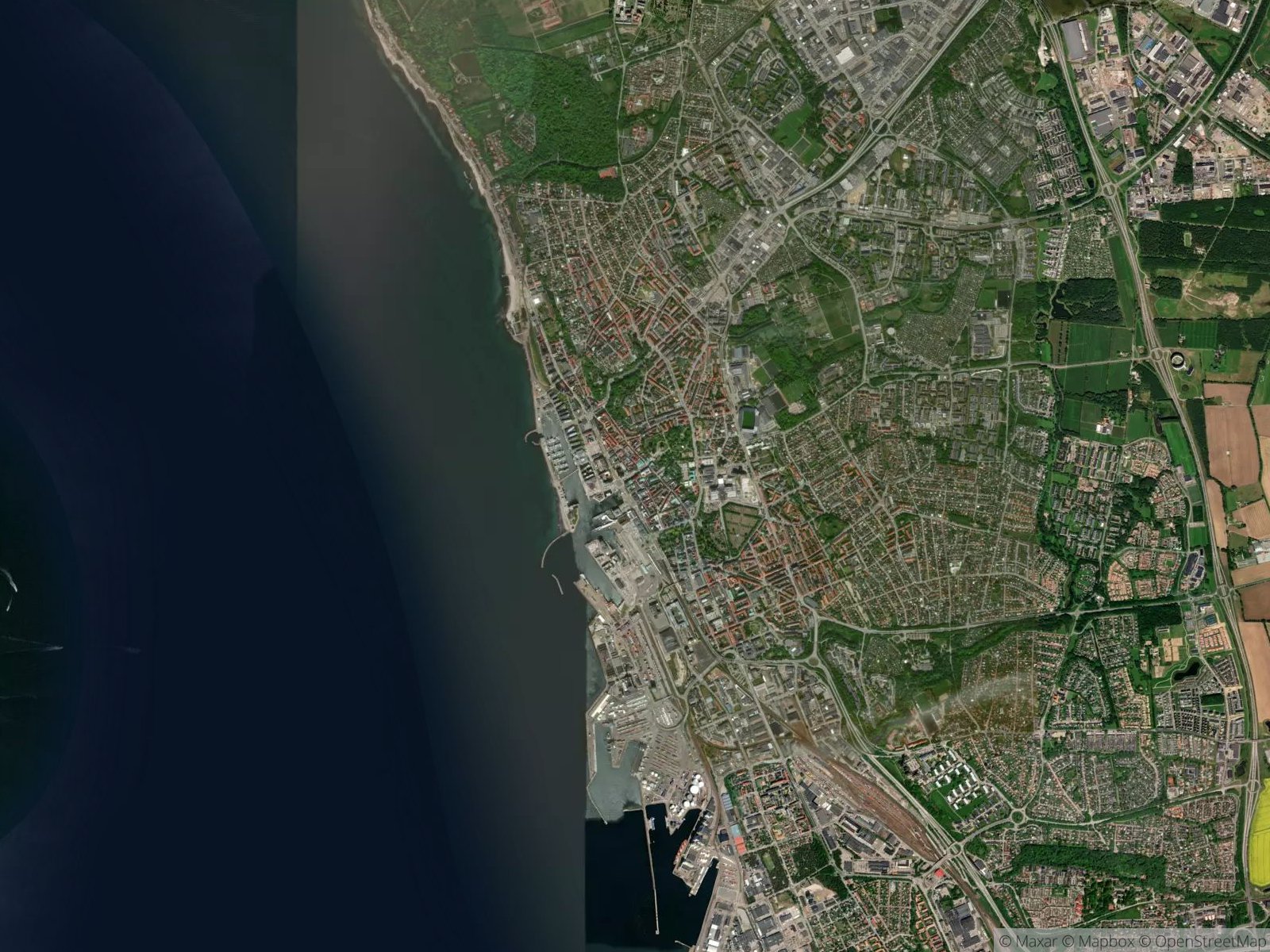 Satellitbild av Helsingborg