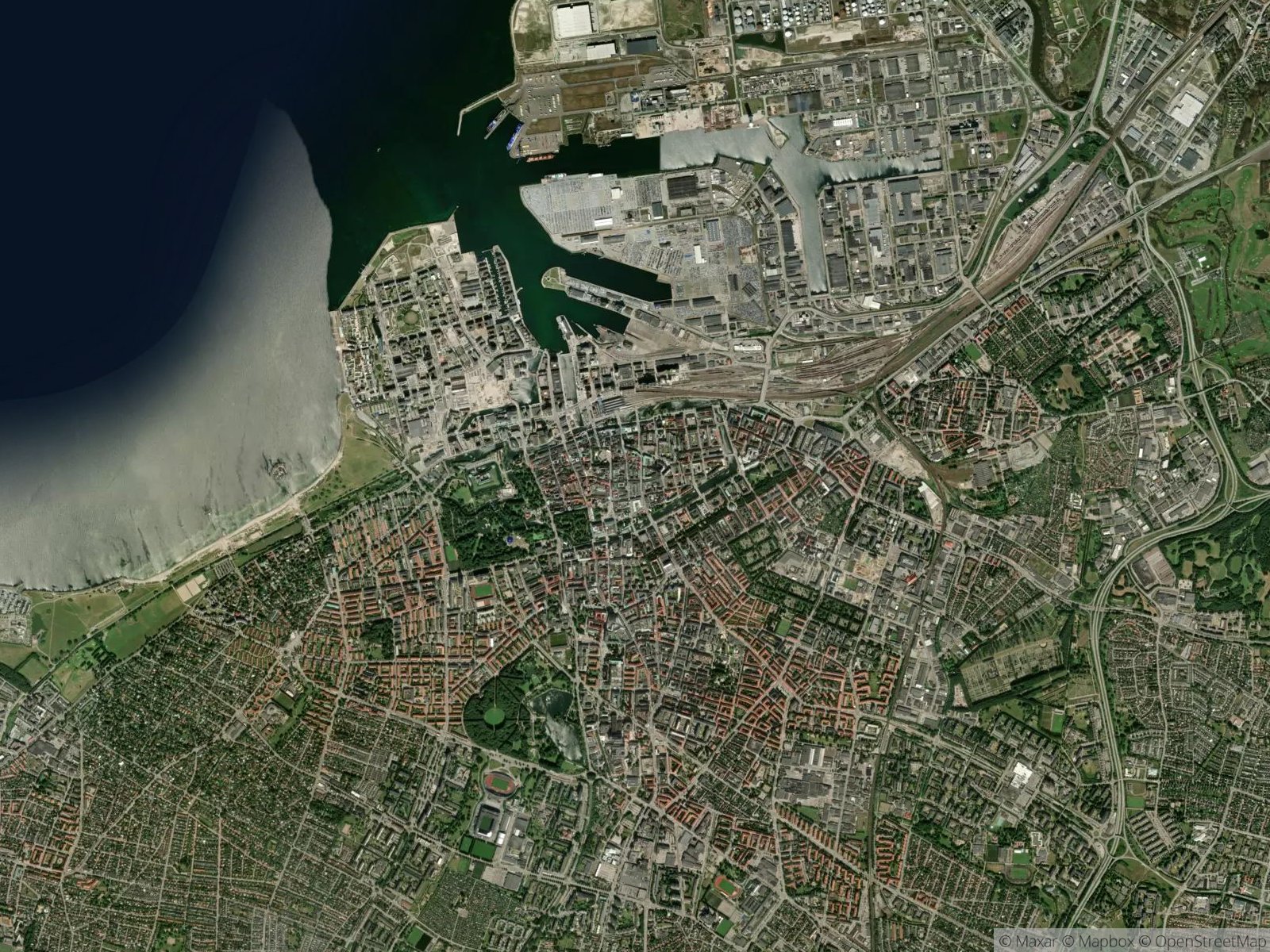 Satellitbild av Malmö