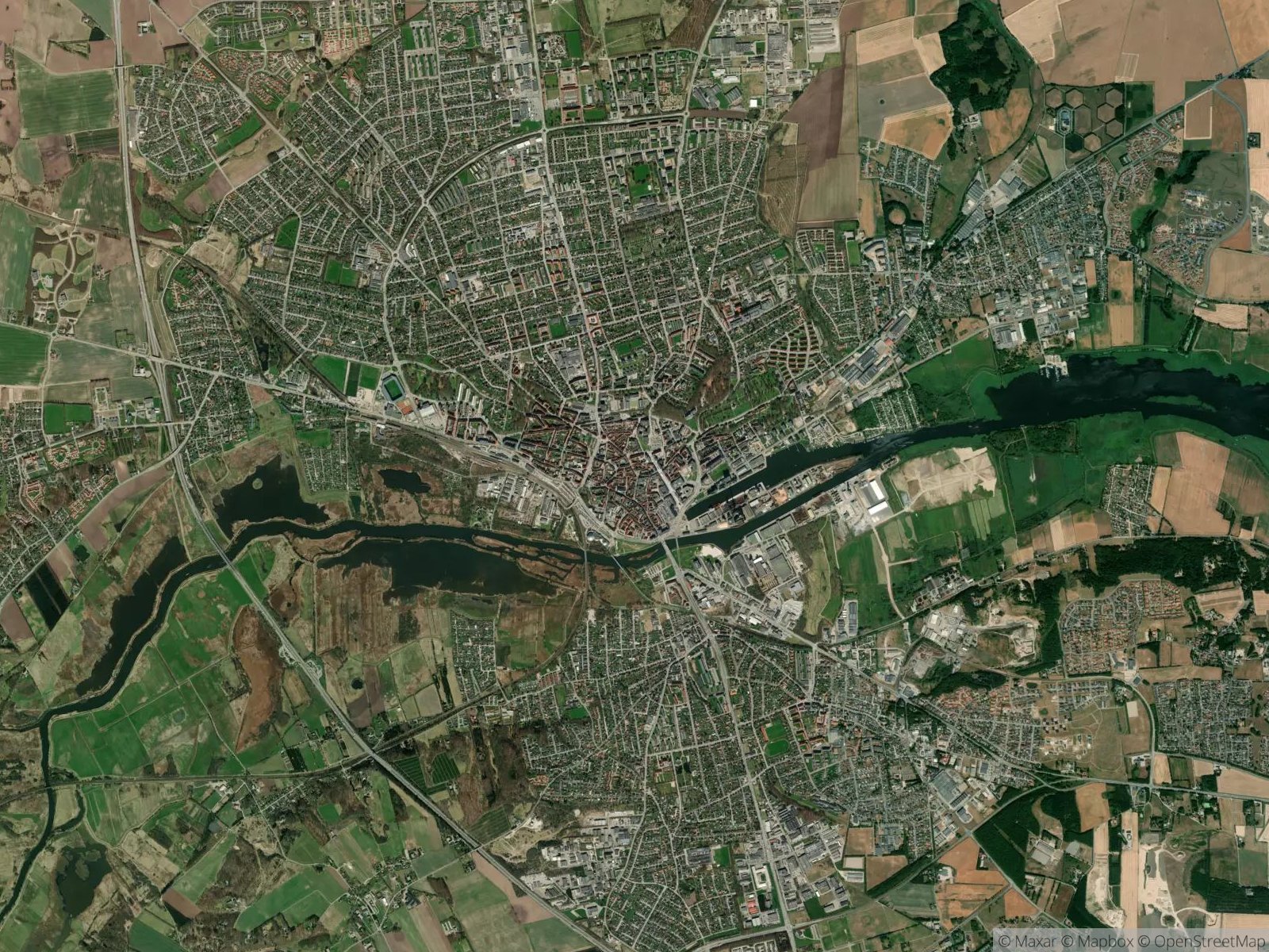 Satellitbillede af Randers