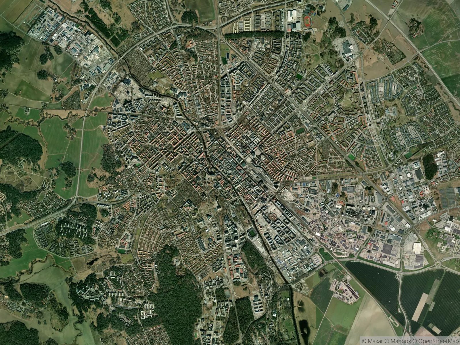 Satellitbild av Uppsala